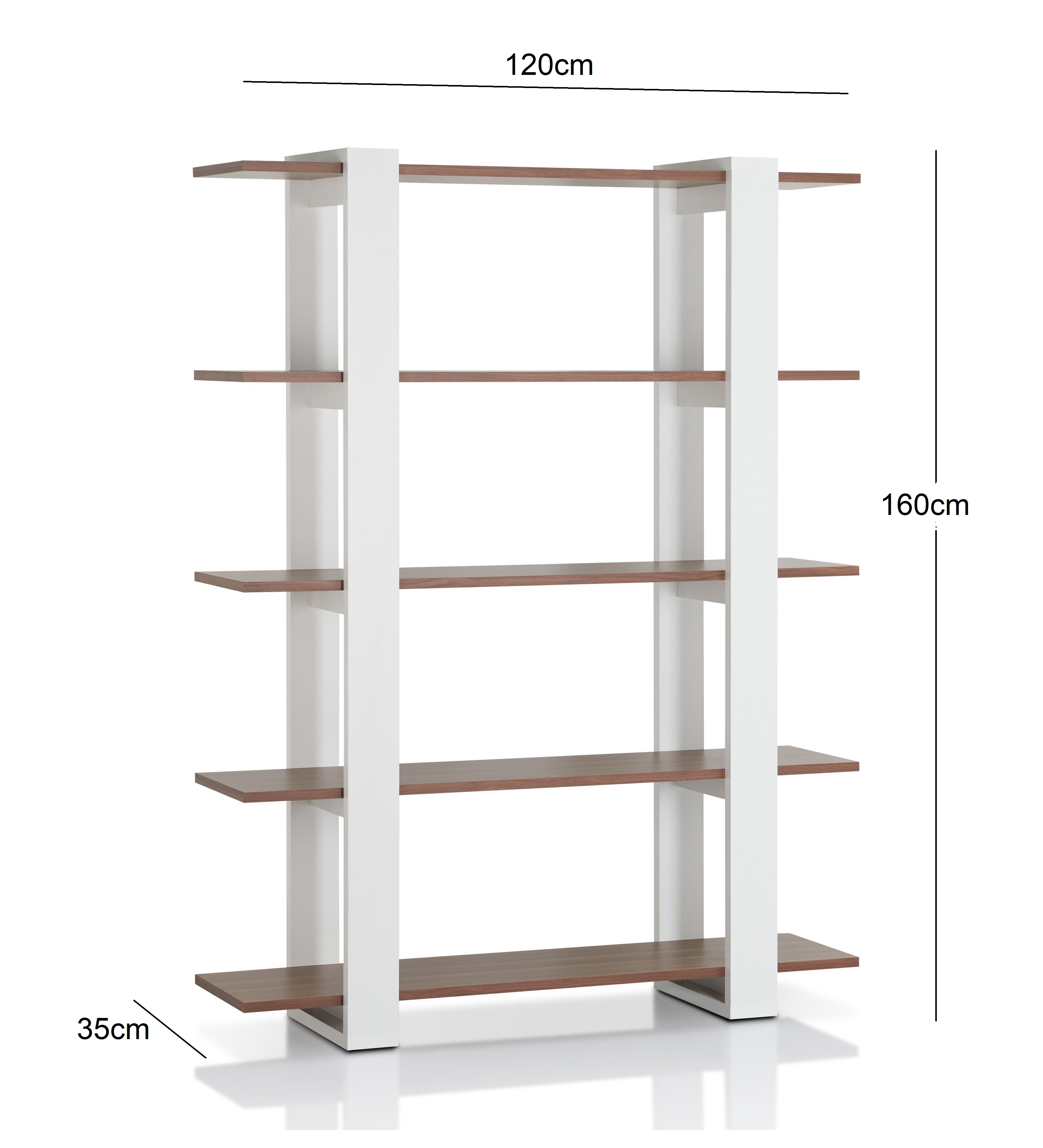 Kệ Sách 5 Tầng Màu Walnut Và Trắng SIB DECOR