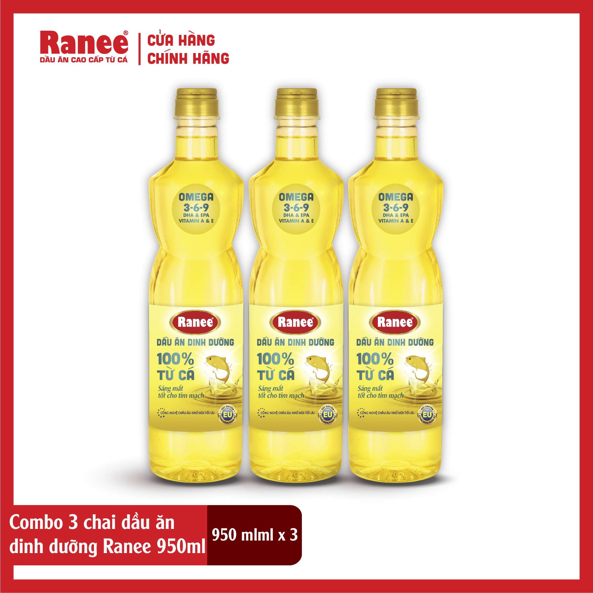 Hình ảnh Combo 3 chai dầu ăn dinh dưỡng Ranee 950ml (950ml/chai x 3 chai)