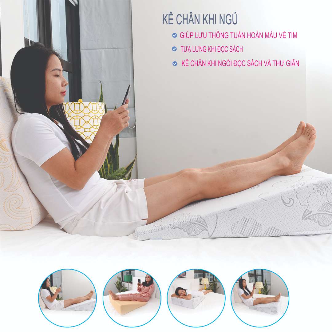 Gối chống trào ngược dạ dày người lớn- Kích thước 65*60*18cm- Chống trào ngược acid, ợ hơi, ợ chua, đắng miệng, viêm họng mãn tính, chống ngáy