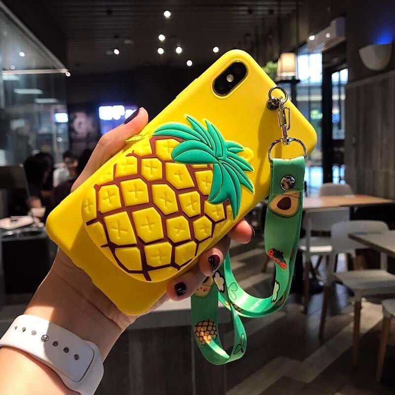 Túi đeo chéo silicon cho bé hình quả dâu dứa bơ đáng yêu