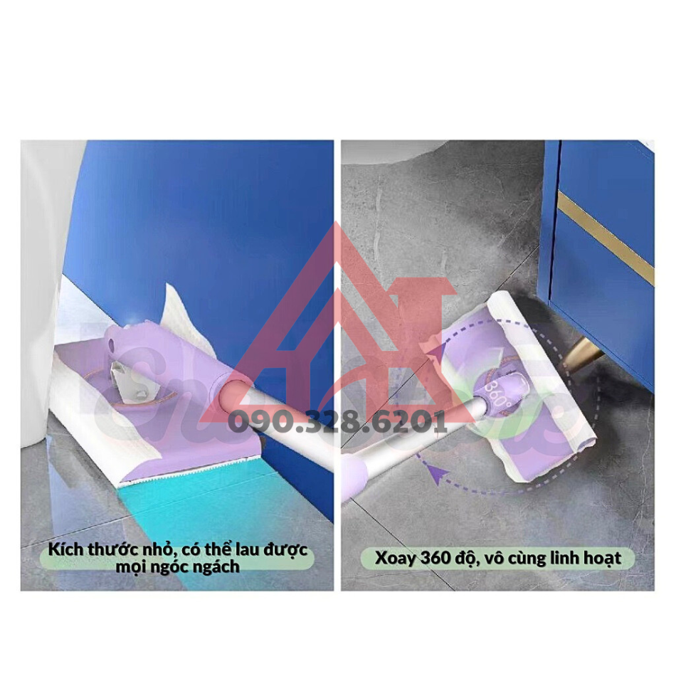 Cây lau nhà thông minh không cần giặt, kẹp khăn dùng 1 lần, chổi lau nhà đa di năng trên mọi bề mặt thế hệ mới