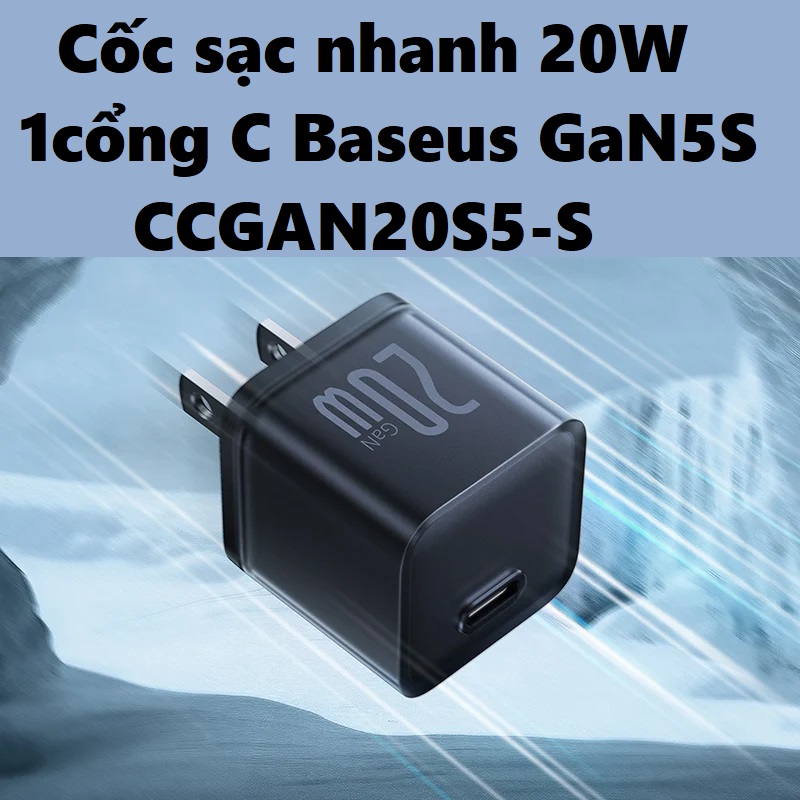 Củ sạc nhanh 30W 20W 1cổng Type C cho iP 14/15 series laptop tablet Baseus GaN5S CCGAN30S5-S _ Hàng chính hãng