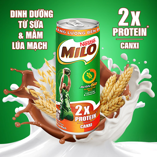 Sữa Lúa Mạch Nestlé MILO Lon Thùng 24 Lon x 240 ml