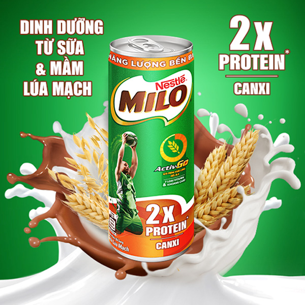 Sữa Lúa Mạch Nestlé MILO Lon Thùng 24 Lon x 240 ml (4x6x240ml)