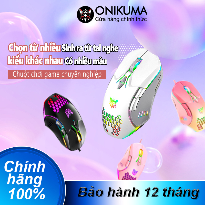 Chuột chơi game có dây ONIKUMA và chuột Bluetooth không dây có thể sạc lại với đèn RGB [Hàng chính hãng