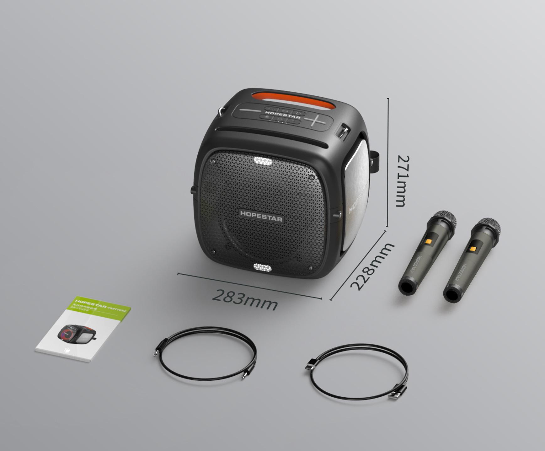 Hopestar-partyone caixa de som Loa Bluetooth ngoài trời loa siêu trầm công suất cao 80W âm thanh khiêu vũ vuông có micrô không dây Màu sắc: Đen