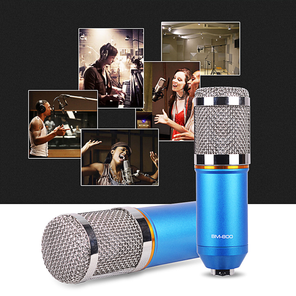 Micrô Ngưng Tụ BM-800 Có Giá Đỡ Chống Sốc Để Ghi Âm, Phát Thanh, Hát Trên Đài Phát Thanh