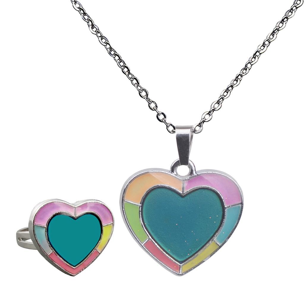 Chain Adjustable Necklace Heart Shaped Rings Pendant Necklace Jewelry