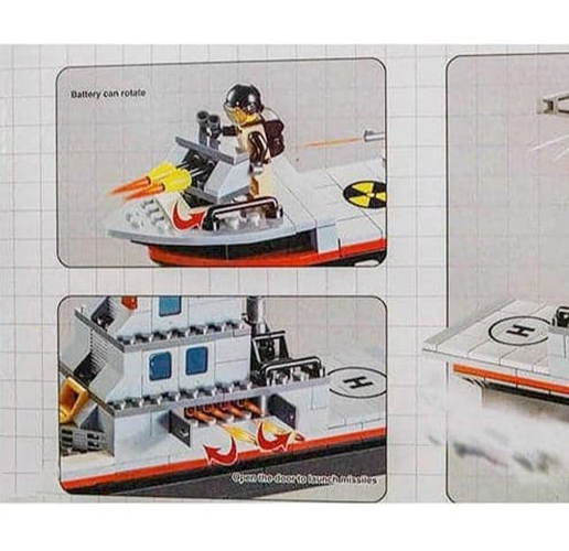 Bộ đồ chơi xếp hình, lắp ráp Chiến hạm truy bắt hải tặc có ra đa chỉ huy - Tàu quân sự hiện đại truy bắt tội phạm - Thuyền chiến công nghệ cao