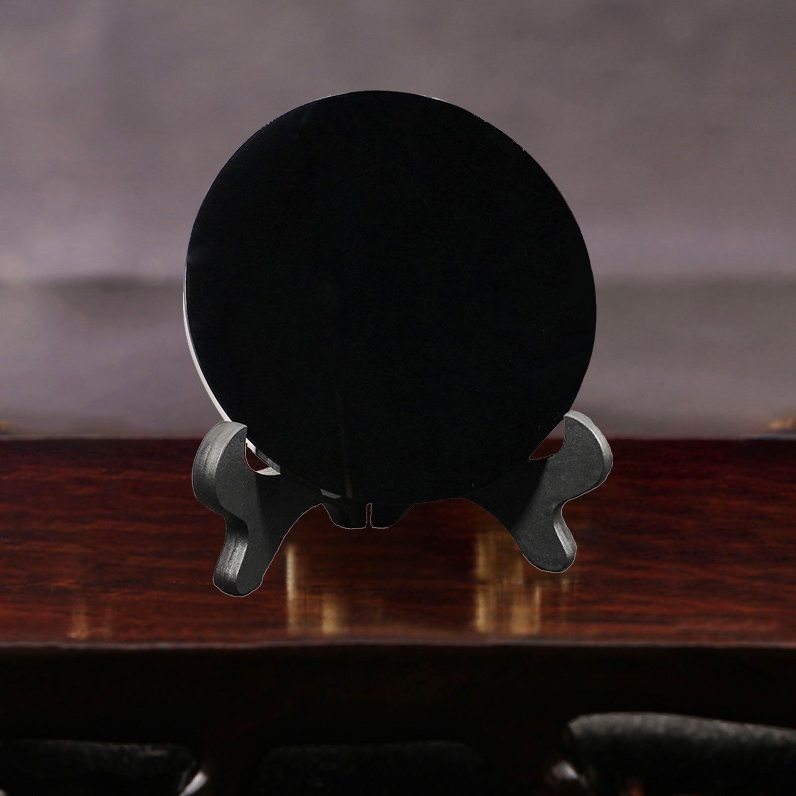 Obsidian Stone Disc Obsidian Pocket Scrying Mirror Crafts Home Desk Decor Augury Meditation Round Plate Flat Disk Circle Disc