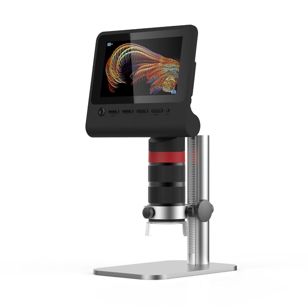 1080P 5 Megapixels WiFi Digital Microscope Portable Industrial Microscope 5 Inch Display Screen Photo Video Modes with 8 LED Lights Aluminium Alloy Holder
