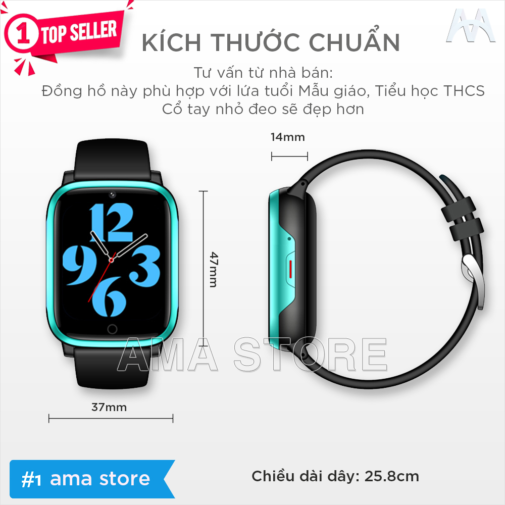 Đồng hồ Thông minh Lắp sim 4G nghe gọi Nhỏ gọn có Rung Định vị GPS Wifi Chống nước tốt Pin khỏe 700mAh Gọi Video call cho Trẻ em 4 5 tuổi Học sinh Tiểu học cấp 1 2 3 AMA SmartWatch FA83 hàng nhập khẩu