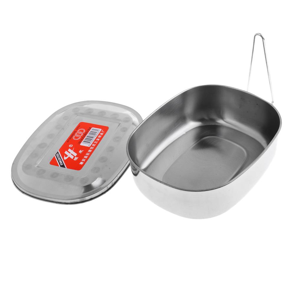 2pcs Oval Bento Lunch Box Stainless Food Container Outdoor Tableware XL