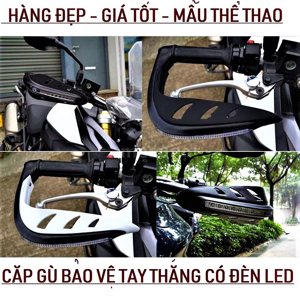 Gù chống đổ bảo vệ tay lái xe máy có đèn siêu ngầu hàng dày lắp các loại xe