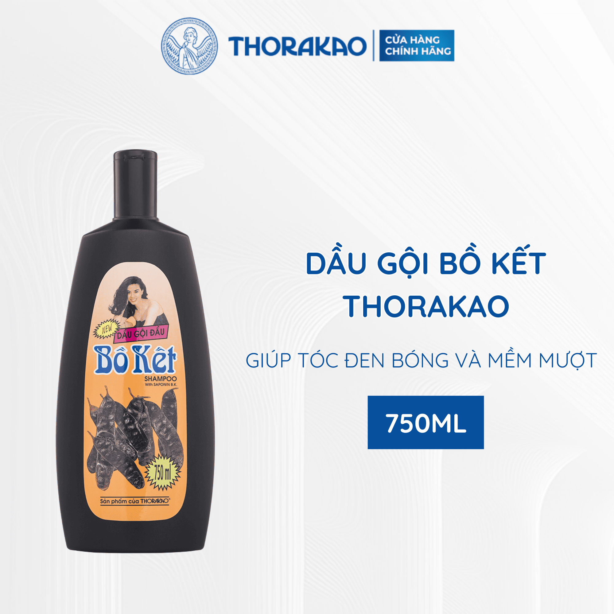 Dầu Gội Bồ Kết Thoraka Dưỡng Tóc Đen Bóng Suôn Mượt 750ml
