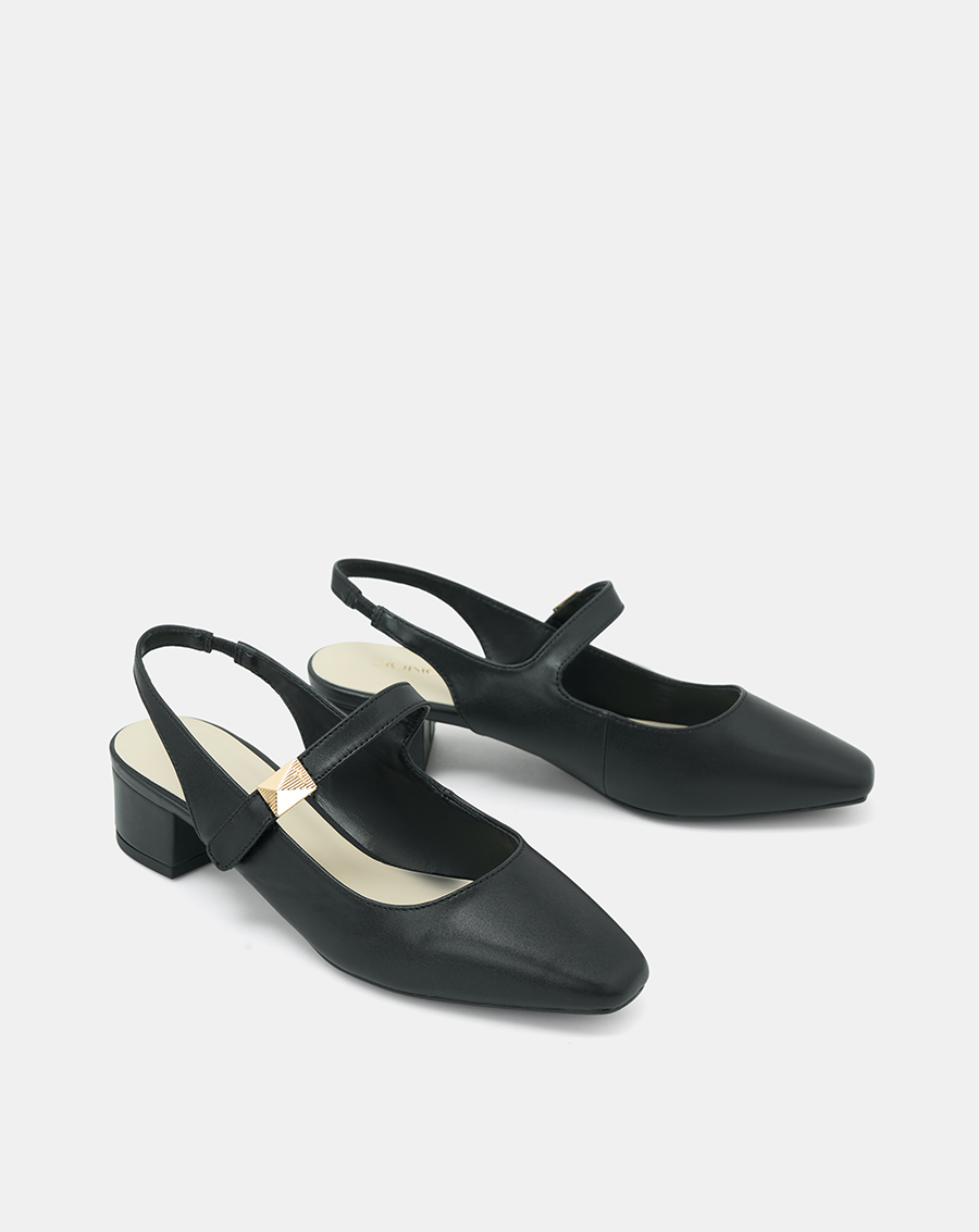 Giày Cao Gót Nữ 5cm Thời Trang JUNO Giày Cao Gót Slingback Gót Vuông Phối Khóa Trang Trí CG05140