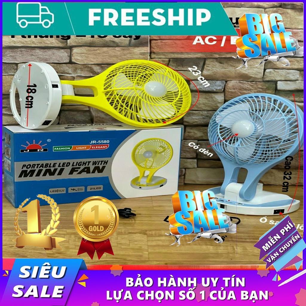 QUẠT GẤP TÍCH ĐIỆN MINI FAN JR-5580 CÓ THỂ SẠC HOẶC SỬ DỤNG ĐIỆN TRỰC TIẾP, CÓ ĐÈN SIÊU SÁNG-MÀU NGẪU NHIÊN