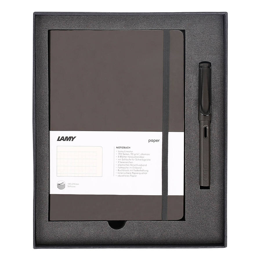 Lamy Notebook A5 Softcover Umbra + Lamy Safari Matt Black - GSNSa0022