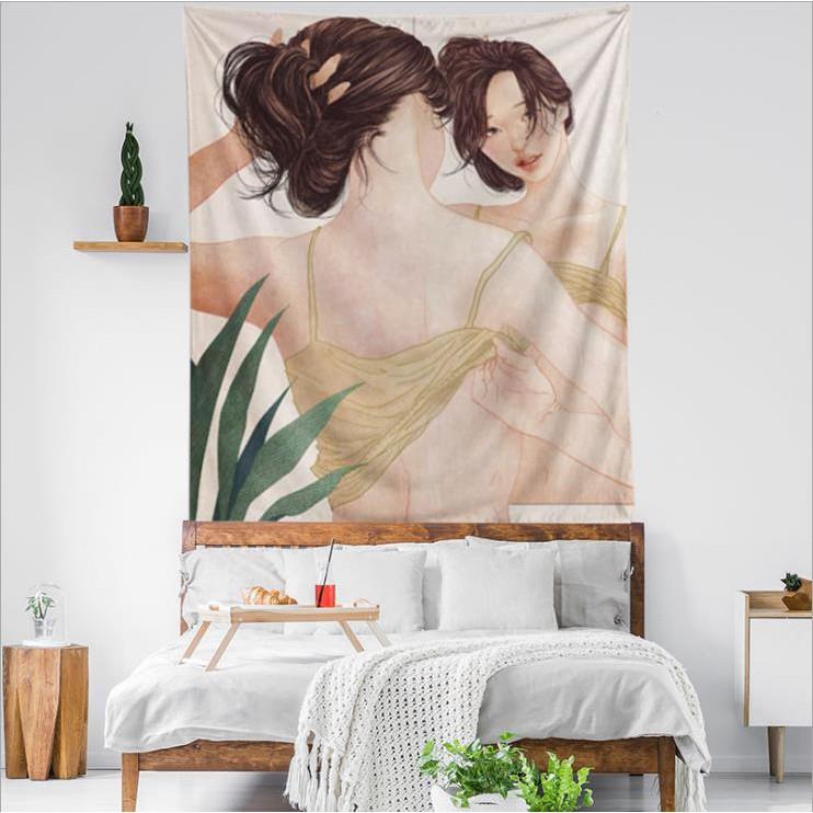 Thảm treo tường trang trí, Decor phòng in hình cặp đôi
