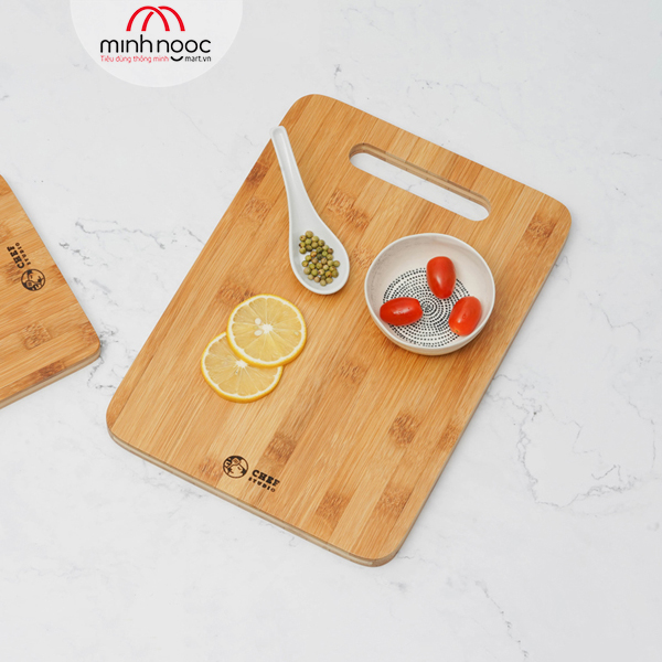 Thớt tre Chef Studio hình chữ nhật 34x24x1.5cm, MSP-CB22M. Cắt, thái rau củ, dùng decor món ăn, bày trí