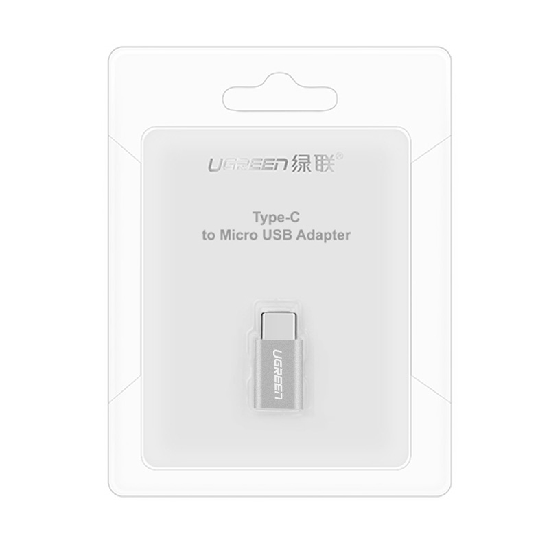 Đầu chuyển Micro USB cái sang USB-Type C đực vỏ nhôm UGREEN US189 30511 - Hàng chính hãng