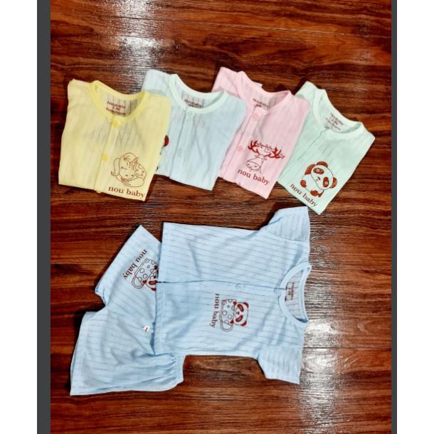Bộ quần áo cọc tay cotton giấy mẫu trơn cho bé