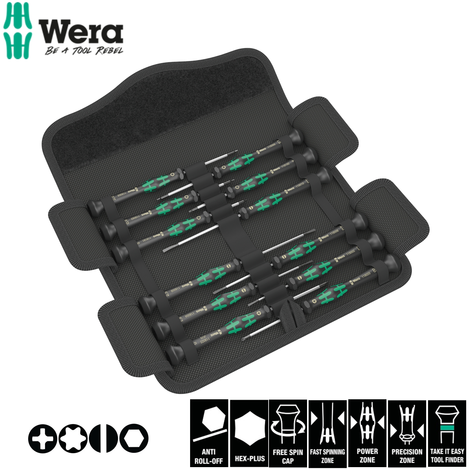 Bộ Tua Vít Điện Tử Đa Năng 12 Chiếc Kraftform Micro - Wera 05073675001