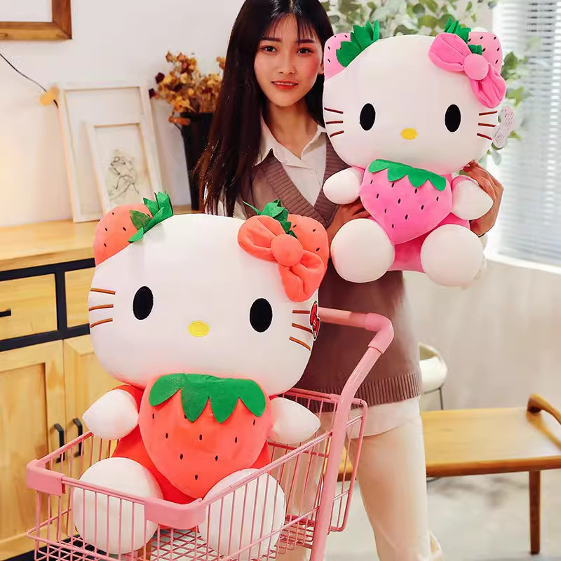 Gấu Bông Mèo Kitty Ôm Dâu Tây Siêu Hot Siêu Cưng (22cm---&gt;50cm) Hàng Cao Cấp Loại 1 Chất Lượng Cao, An Toàn Cho Trẻ Nhỏ