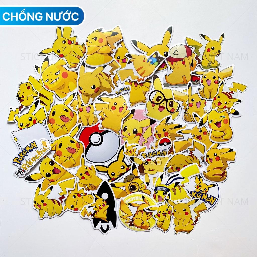 Sticker PIKACHU - Dán Trang Trí - Chất Liệu PVC Cán Màng Chất Lượng Cao Chống Nước, Chống Nắng, Không Bong Tróc Phai Màu