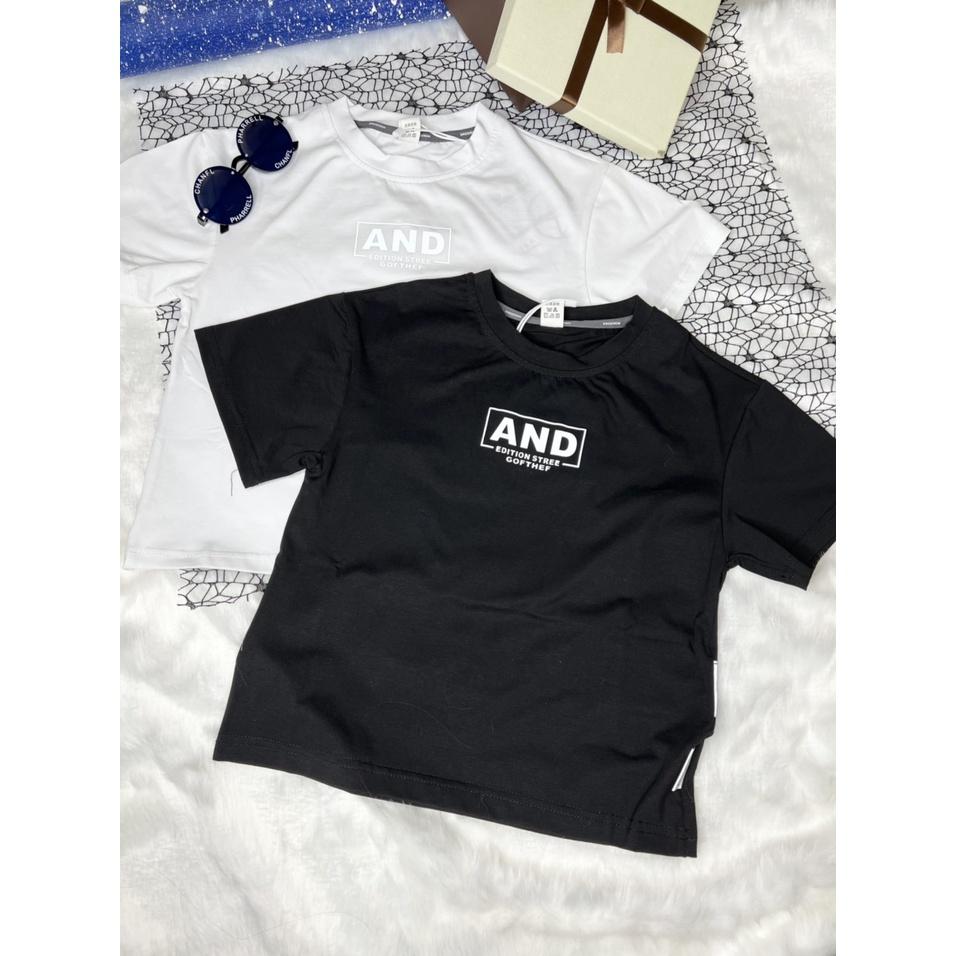 Áo bé trai cộc tay AND áo phông cho bé mặc mùa hè chất liệu cotton size 110-150 cho bé từ 16 - 26 kg, ảnh shop tự chụp