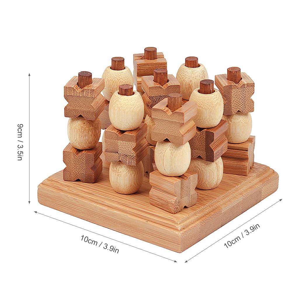 Wooden 3D XO Chess Set Travel Games Entertainment Educational Toys for Kids Adult Family Board Game Strategy Board Game