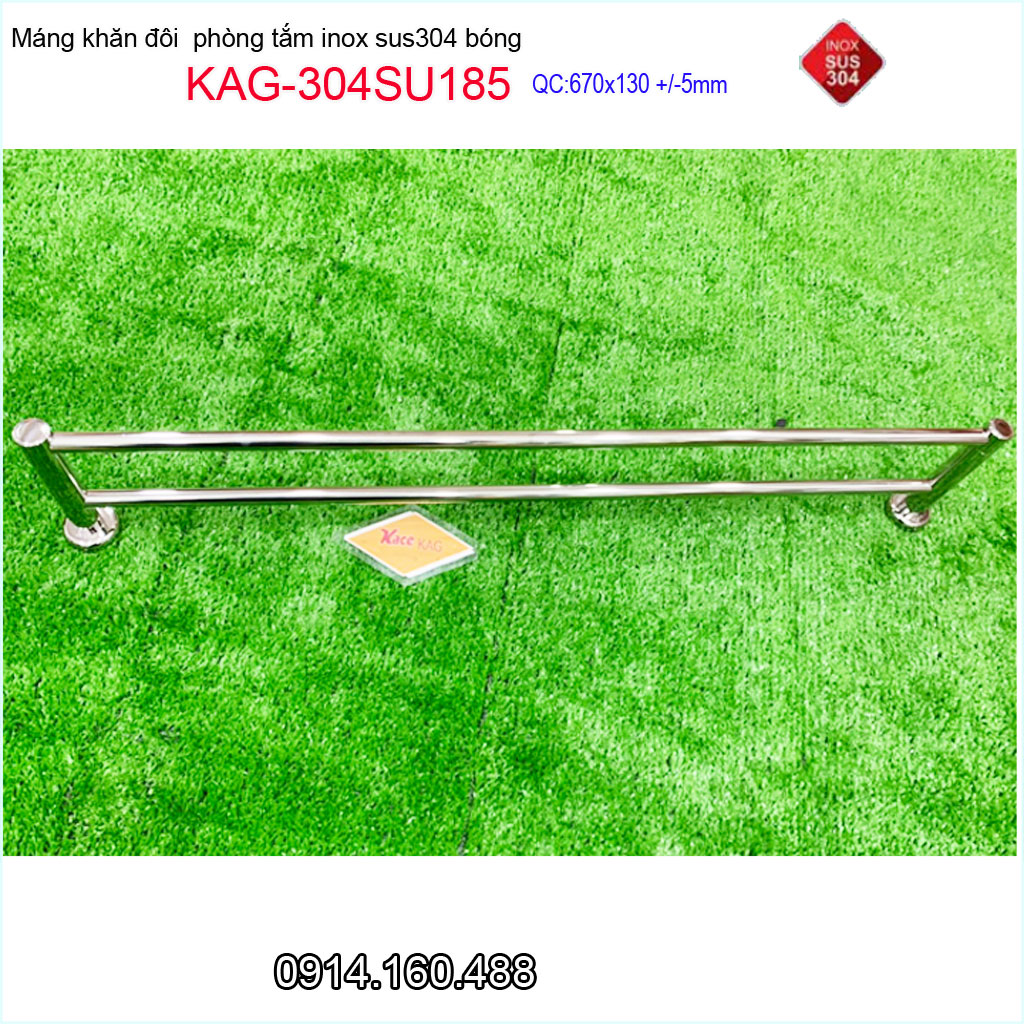 Thanh treo khăn tắm tovashu KAG-304SU185, Giá treo khăn phòng tắm Inox hộp cao cấp SUS304 tinh tế đến từng chi tiết