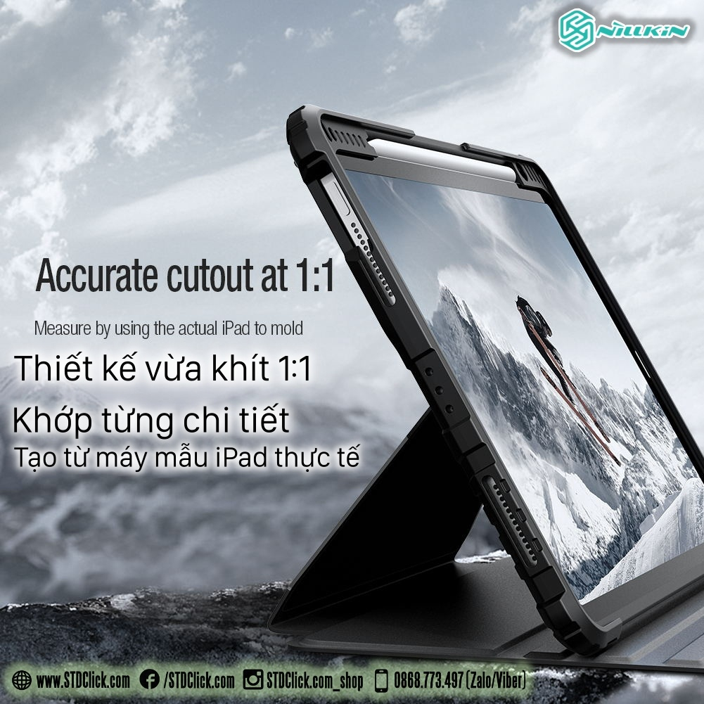 BAO DA DÀNH CHO IPAD PRO M2 12.9 2022 - M1 12.9 2021 - 12.9 2020 NILLKIN BUMPER SNAPSAFE NAM CHÂM HÍT ĐA NĂNG