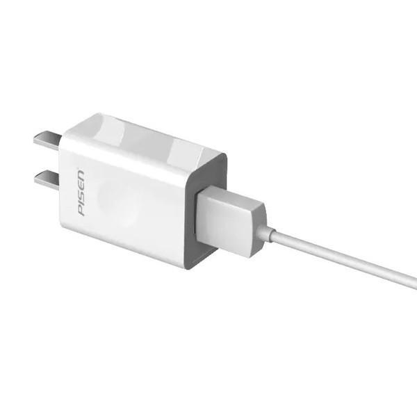 Bộ sạc nhanh PISEN USB Charger 2A ( Micro)- TS-C122, kèm cáp sạc điện thoại Micro (Micro) Trắng, Hàng chính hãng