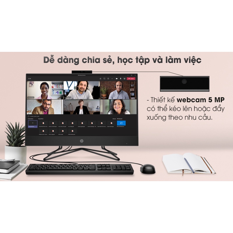 Máy tính để bàn All in one HP 205 Pro G4 (31Y21PA)/ Đen/ AMD Ryzen 5 - 4500U (2.3Ghz, 11MB)/ RAM 8GB/ 256GB SSD - Hàng chính hãng