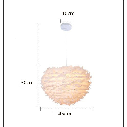 Đèn chùm ERVAI lông vũ cao cấp, hiện đại, sang trọng loại 45cm với 3 chế độ ánh sáng - kèm bóng LED chuyên dụng.