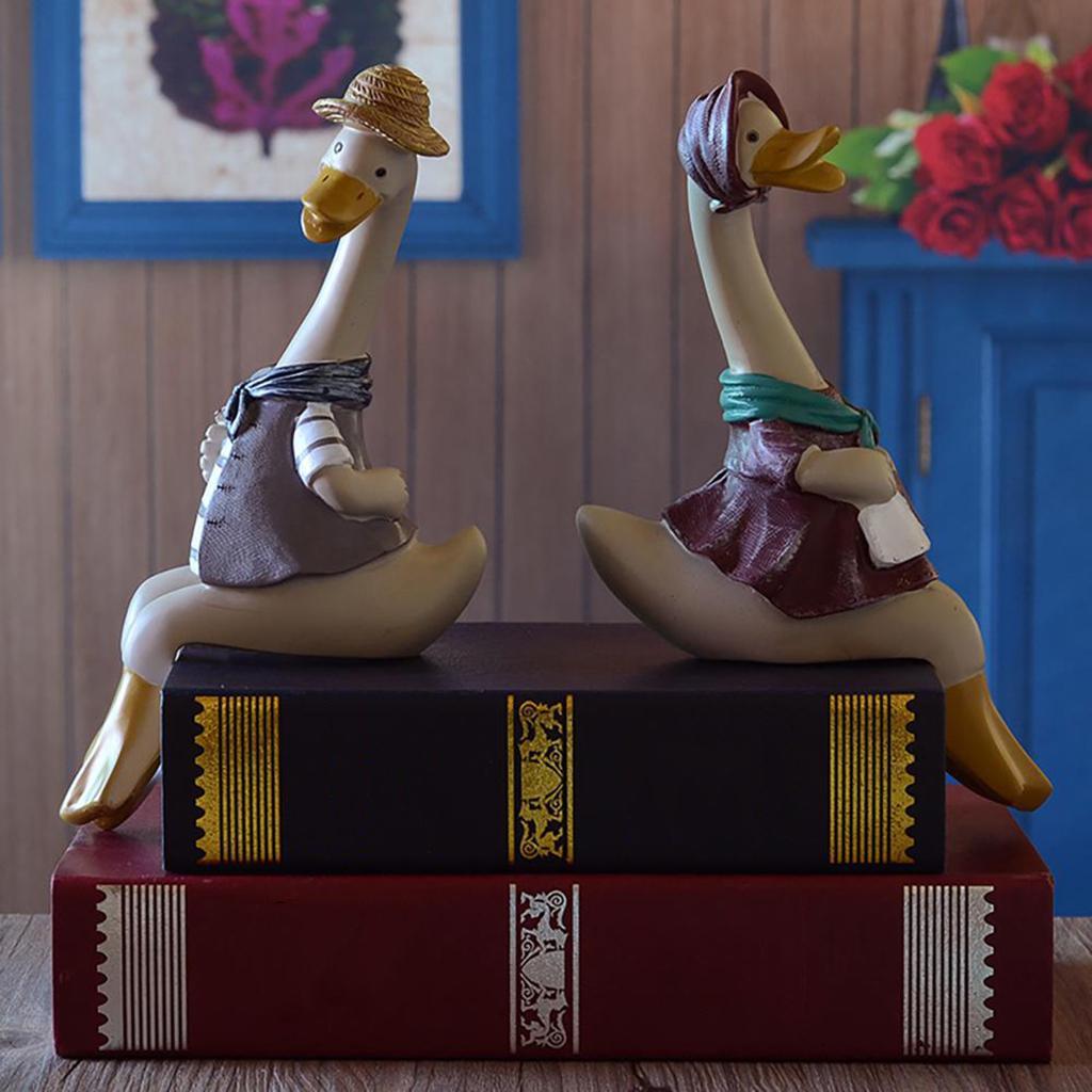 Creative Resin Couple Duck Statue Animal Decor Lovers Gift
