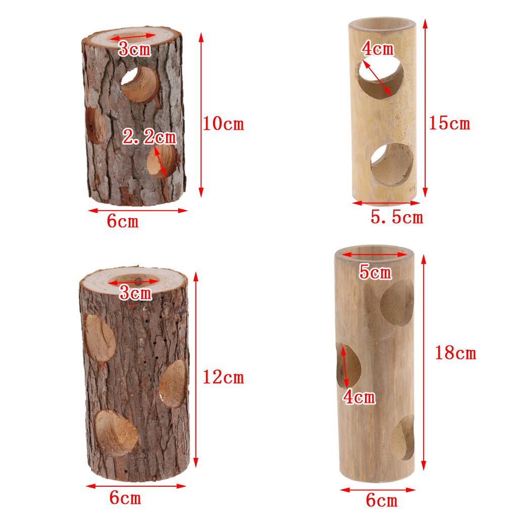 Natural Wooden/ Bamboo Hamster Mice Mouse Rat Gerbil Tunnel Cage Hide Play Toy