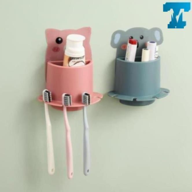 Ly cốc dán tường đựng bàn chải kem đánh răng hình thú dễ thương