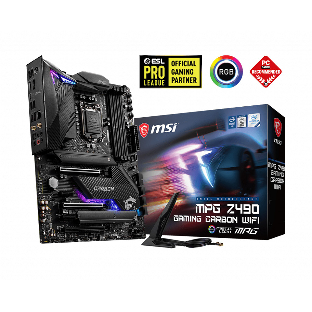 Mainboard MSI MPG Z490 GAMING CARBON WIFI (Intel Z490, Socket 1200, ATX, 4 khe RAM DDR4) Hàng Chính Hãng