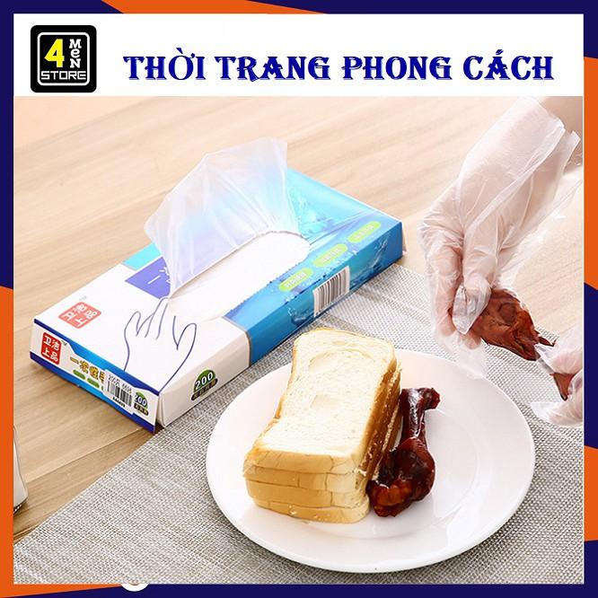 Combo 200 Găng Tay Nilon Một Lần Dùng - Set 200 Bao Tay Dùng 1 Lần (loại vừa)