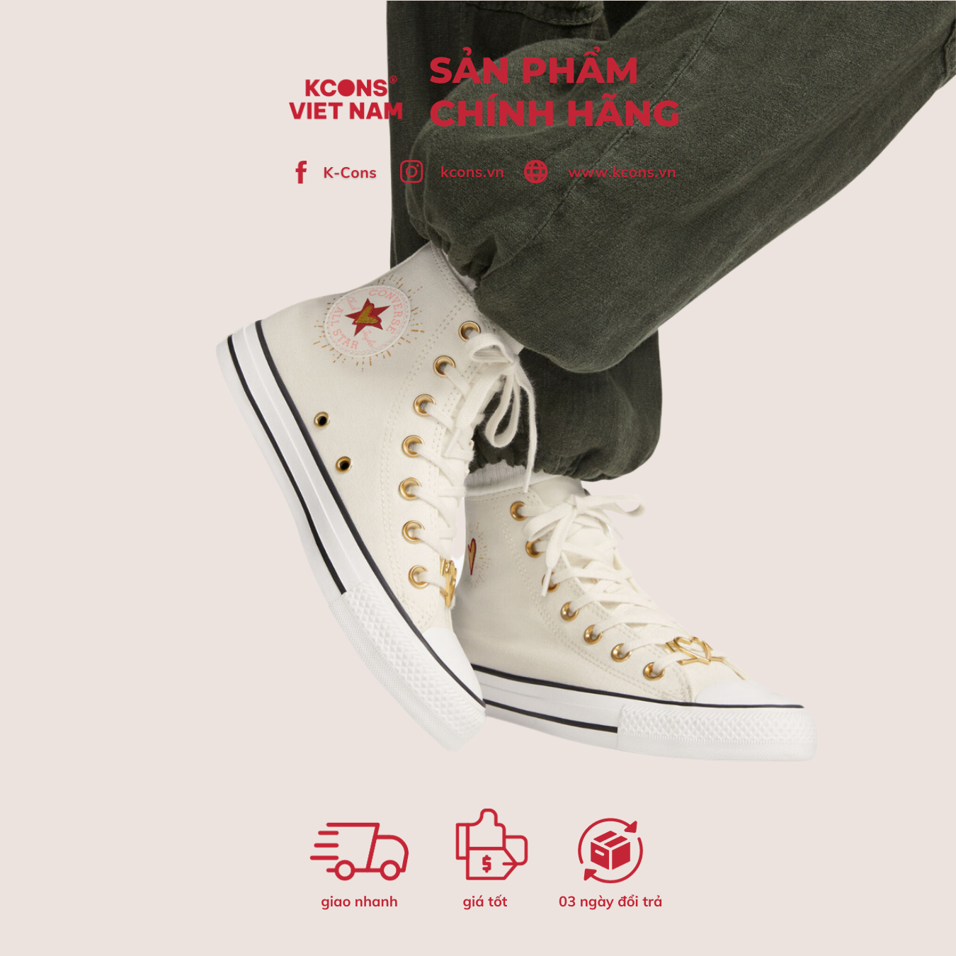 Giày Converse Chuck Taylor All Star Valentines Day Cổ Cao A05139C