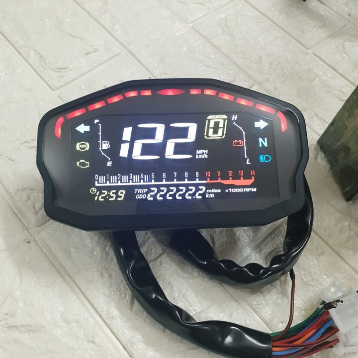 Đồng hồ điện tử DUCATI Báo km, Có Báo xăng, Báo vòng tua máy- màn hình LCD cực chất - G2098