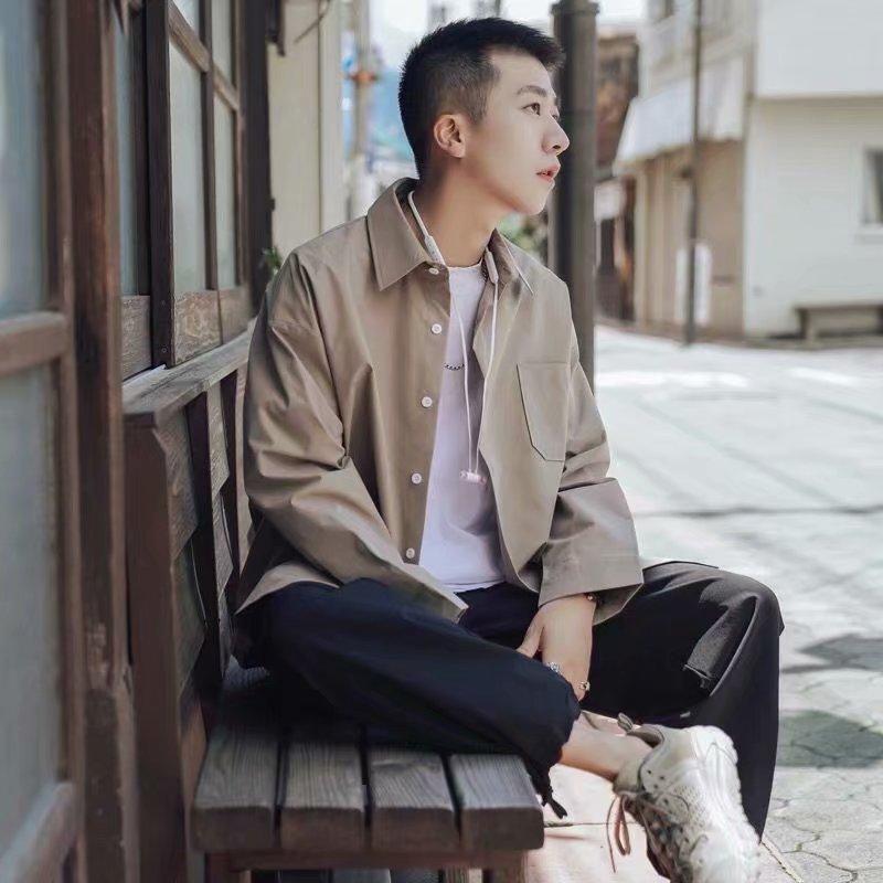 Áo Sơ Mi Nam Form Rộng Tay Dài Màu Trơn