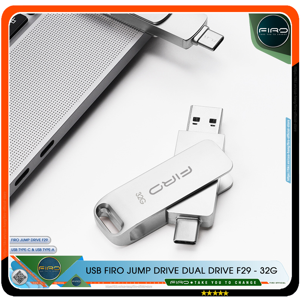 USB FIRO Jump Drive Dual Drive F29 Type-C / Type-A - USB 3.1 32GB / 64GB, Tốc Độ Đọc 130Mb/s, Tương Thích MAC / PC - Hàng Chính Hãng