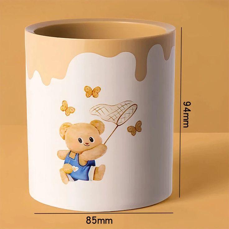 Lọ Bút Deli Gấu Bơ NS023-B - Màu Nâu Kem