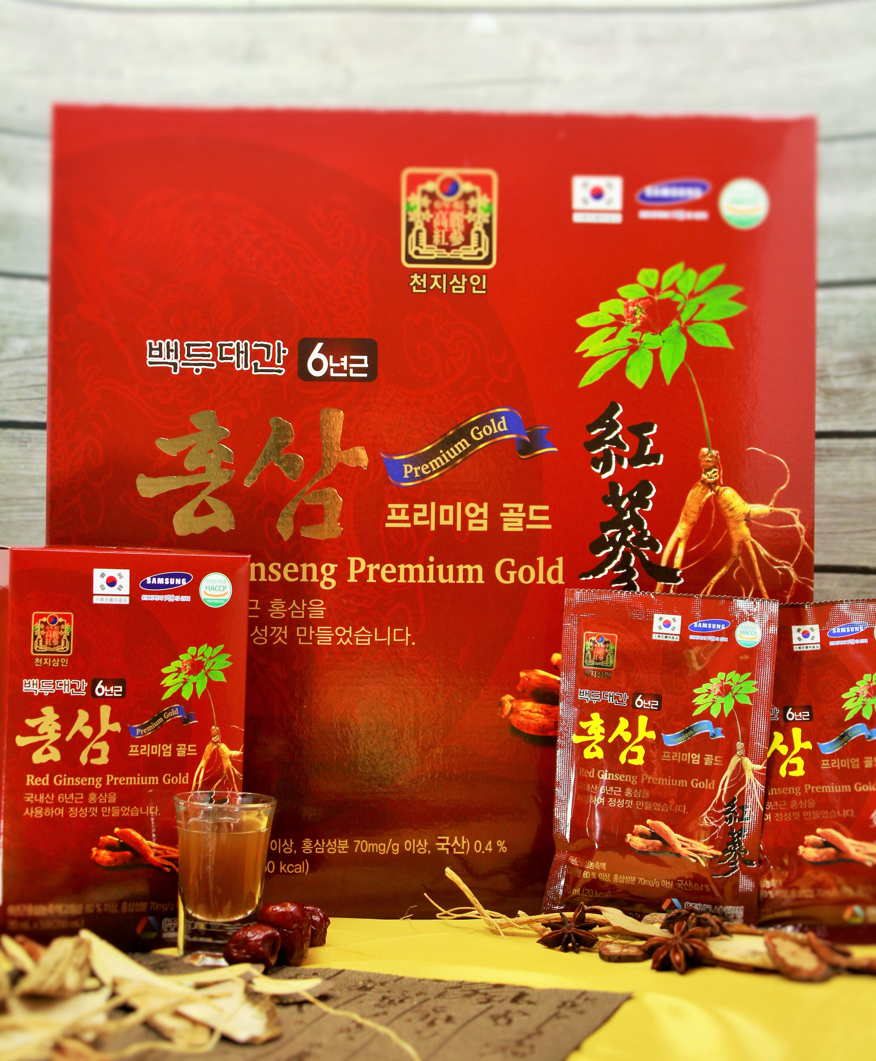 Nước Hồng Sâm Vàng Cao Cấp 6 Năm Tuổi  - Thùng 6 hộp, Hộp 5 gói – Sản phẩm bổ dưỡng tự nhiên, tăng cường hệ miễn dịch cho cơ thể khỏe mạnh