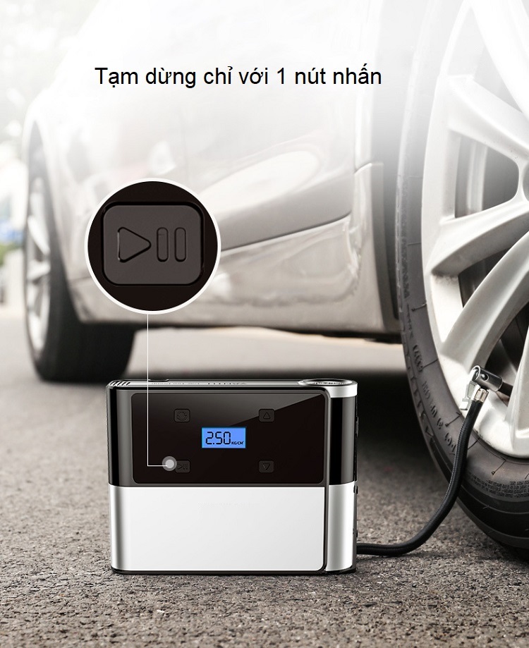 Máy bơm lốp xe ô tô công suất 120W ( Tặng kèm 02 gương cầu lồi trên ô tô )