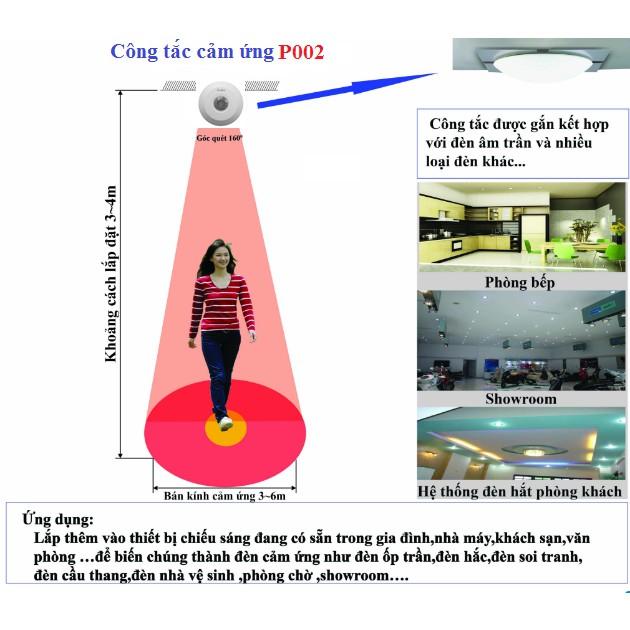 Công Tắc Cảm Ứng Hồng Ngoại P002 Tự động bật công tắc đèn khi có người di chuyển trong vùng quét