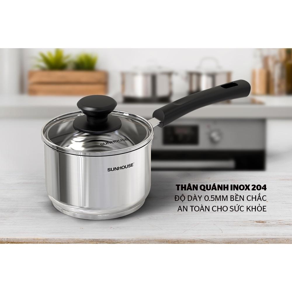 Nồi quấy bột inox 3 đáy Sunhouse SHG300-14, Đường kính 14cm, truyền nhiệt nhanh tỏa nhiệt đều, Dùng được trên tất cả các loại bếp, Hàng chính hãng